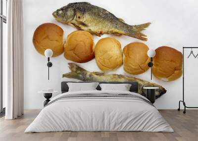 The five loaves, and the two fishes. Wall mural