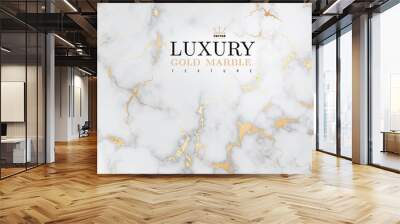 Marble luxury realistic gold background. Stone veneer, marbling texture design for banner, invitation, headers, print ads, packaging design template. Vector illustration. Isolated on white background. Wall mural