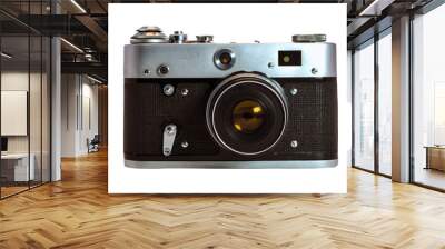 Old film camera isolate on a white background close-up. Wall mural