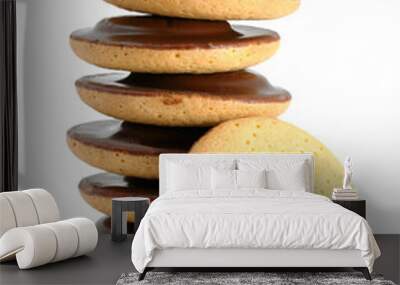 Pile of cookie with chocolate isolated on white background Wall mural