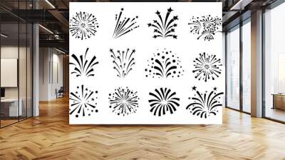 Set of a fireworks icon. Vector illustration. Isolated on white background Wall mural