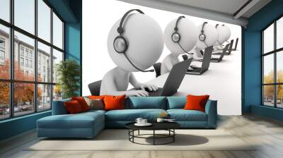 3d small people - call center Wall mural