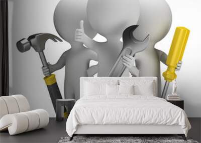 3d small people - excellent repairers Wall mural