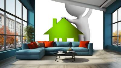 3d small people - glass house Wall mural