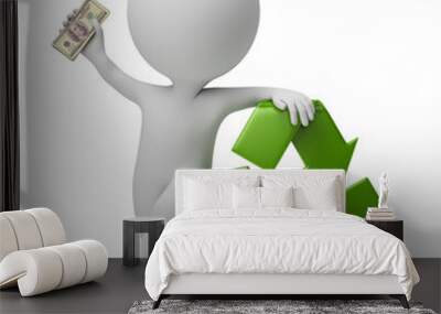 3d small people - payment for recycling Wall mural