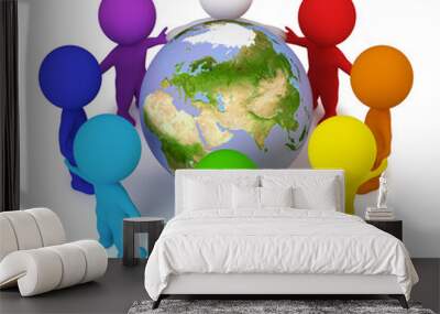 3d small people - peace on the Earth Wall mural