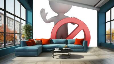 3d small people - stop sign Wall mural