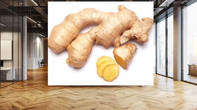 Fresh organic ginger spice isolated on white background Wall mural