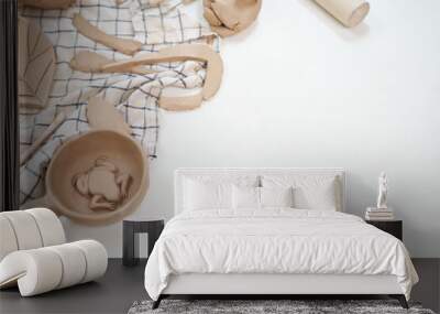 many raw ceramic billets made from white clay Wall mural