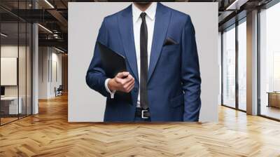 Portrait of a handsome young business man holding folder Wall mural