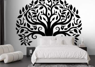 Trees Ecology Symbol Vector Vyaz Pattern Ink Ancient Logo Foliage Wall mural