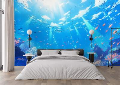 Underwater world of the ocean sea diving snorkeling aquarium coral fish Wall mural