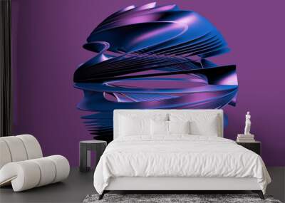 Abstract background sphere color gradient. Futuristic sphere from twisting color lines. 3D rendering illustration. Wall mural