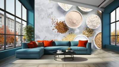 Gluten free concept - selection of alternative flours and ingredients, copy space Wall mural