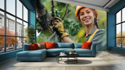 Professional portrait - Arborist by the tree Wall mural