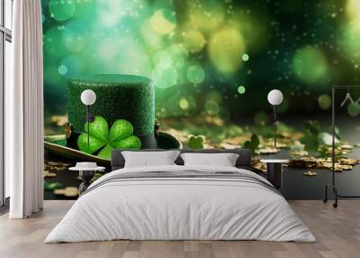 St Patrick's day concept - leprechaun hat with bokeh background Wall mural