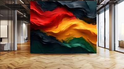 Black History Month banner, vibrant abstract texture, red yellow green and black paint color background. Juneteenth Freedom Day Celebration, african liberation day concept. Wall mural