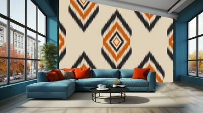 Ethnic ikat seamless pattern in tribal. Beautiful fabric Indian style. Design for background, wallpaper, illustration, fabric, clothing, carpet, textile, batik, embroidery. Wall mural