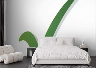 Green tick icon sign symbol approved with the shadows. Wall mural