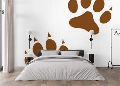 Two dog paw print icon isolated on white background. Wall mural