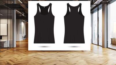 black tank top shirt mockup front and back view Wall mural