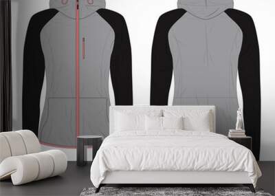 Women's hoodie jacket mockup front and back view Wall mural