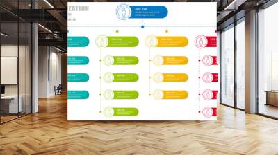 Corporate organisation chart with business people icons. Vector illustration Wall mural