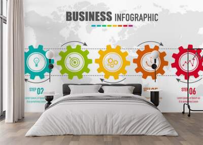 Infographics gear design vector and business icons with 7 options for presentation and web site	
 Wall mural