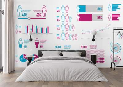 People Infographics, gender pictographic vector for presentation and website Wall mural