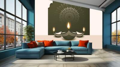 Happy Diwali Indian festival of lights, holiday Background, Diwali celebration greeting card, abstract vector illustration design. Wall mural