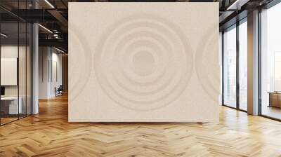 Japanese Zen Garden with concentric circles and parallel lines on brown sand surface background,Sand texture with simple spiritual patterns,Harmony,Meditation,Zen like concept Wall mural