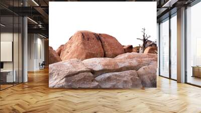 Rock stones with rough texture surface isolated,A Brown,Orange Cliff Rock natural stone formation located part of the mountain,Broken Edge of a Chunk of Rock Sea with clipping path Wall mural