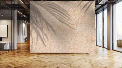 Sand Texture Background with Coconut Palm leaves Shadow, Nature Beach Sandy with tropical leaf overlay,Top view Desert sand done,Vertical horizontal Summer vacation, holiday background concept Wall mural