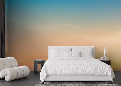 Sky Blue with cloud background,Vector Horizon beach sunset with yellow,pink,orange pastel in Spring,Panorama beautiful Nature morning sunrise sky in Summer,Banner landscape background Wall mural