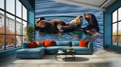 The Sea Otter Family Wall mural