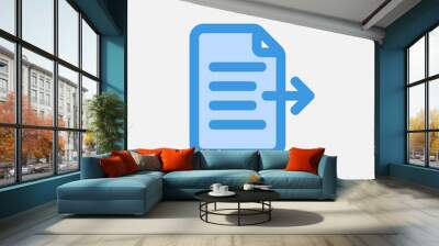 Export document icon in blue style about text editor, use for website mobile app presentation Wall mural