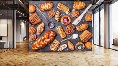 Delicious and sweet seasonal pastry background Wall mural