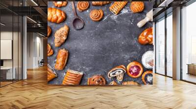 Delicious and sweet seasonal pastry background Wall mural