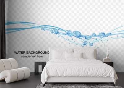 Water and bubbles water surface image, transparent background vector illustration wallpaper material Wall mural