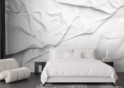 Textured White Wrinkled Paper Background with Subtle Shadows Wall mural