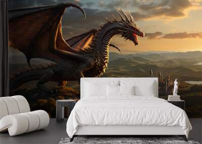 dragon in the castle Wall mural