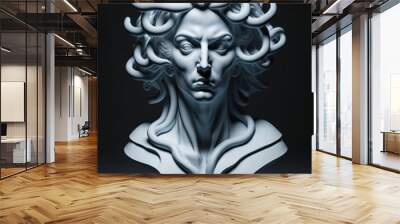 Beautiful plaster sculpture of Medusa made with artificial intelligence Wall mural