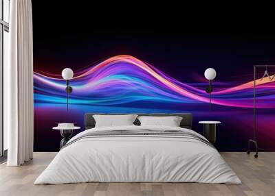 Sound neon wave illustration , neon waves, sound vibrations, neon color. generative ai Wall mural