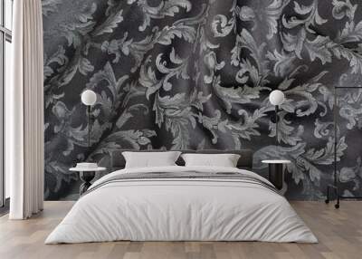 Damask, wavy black fabric texture background Wall mural