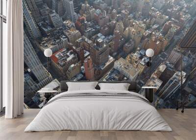 New York City Manhattan aerial view with buildings and fifth avenue Wall mural