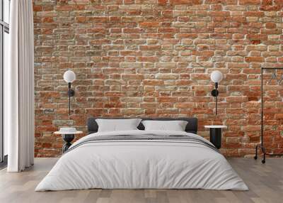 Old red brick wall texture background in sunlight with shadows Wall mural