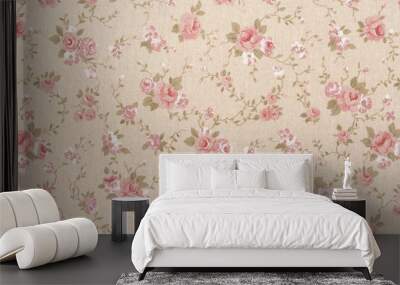 Rose floral tapestry pattern, romantic texture background Wall mural