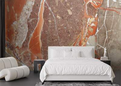 Variegated marble in gray, brown colors stone texture background with white veins Wall mural