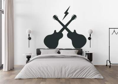 two guitar logo. black modern design Wall mural