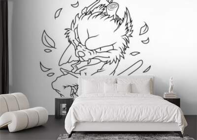 black and cartoon illustration Wall mural